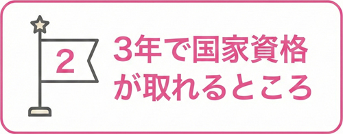 魅力2 3年で国家資格が取れるところ